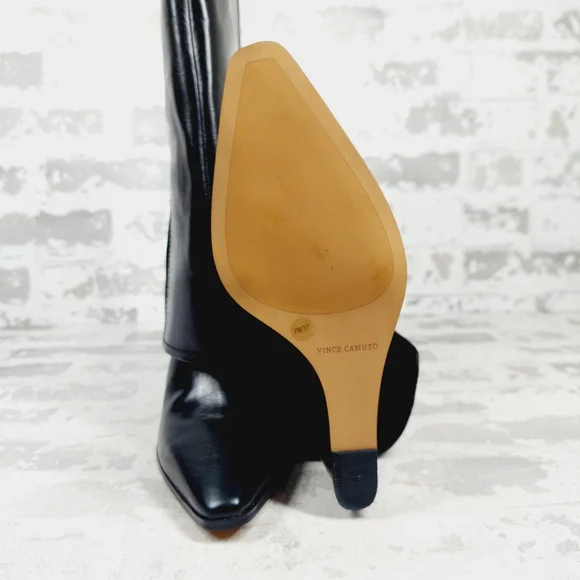 New Vince Camuto Tibani Black Leather Foldover Shaft Knee High Boot B359 - Picture 8 of 11